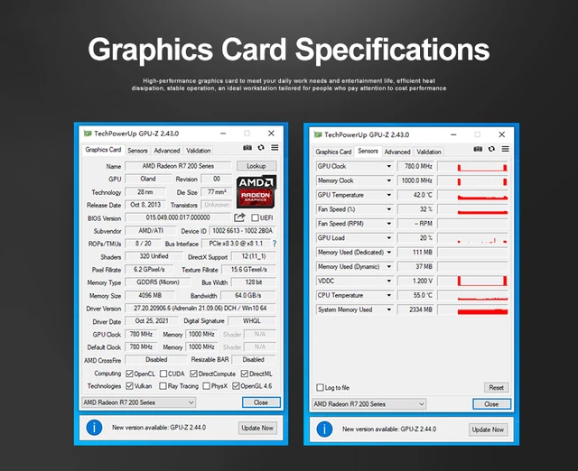 Gpu Z R7 240x بلاسا دي فيديو R7 240 4GB AMD Gpu 128bit DDR5 بطاقة