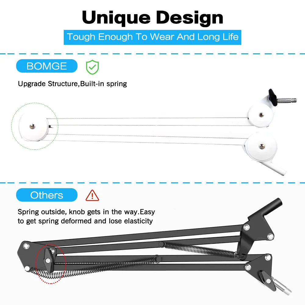 BOMGE Heavy Duty Microphone Boom Arm Stand Adjustable Suspension Scissor Upgraded Mic Stand for Blue Yeti Blue Snowball Bracket microphone stand