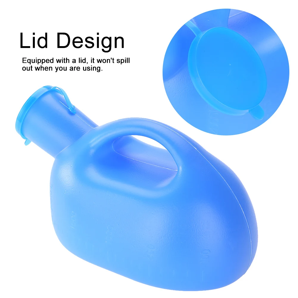 2000ml Portable Male Urine Bottle with Lid  Blue Plastic Male Pee Urinal Storage Urine Collector for Elderly Men Children 3