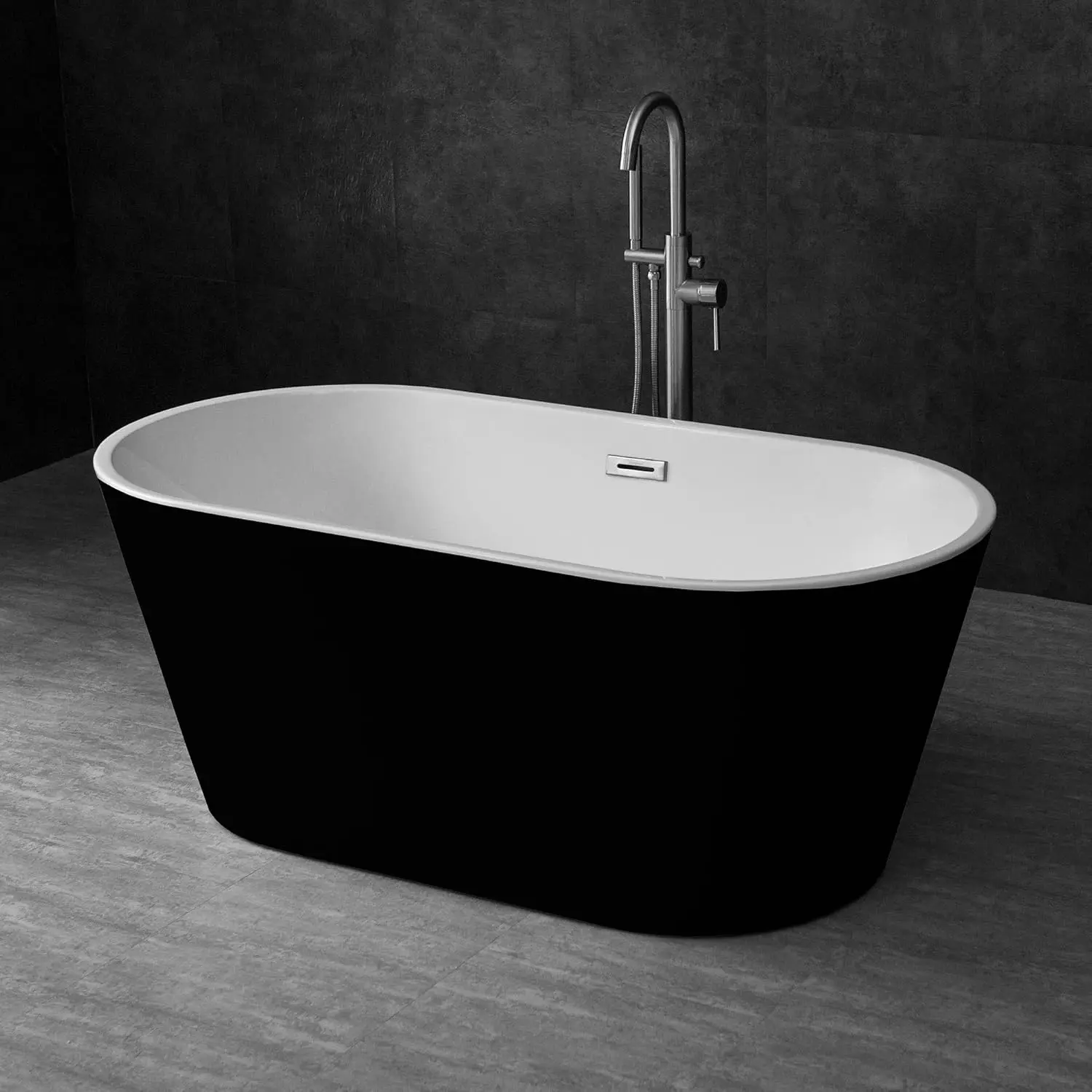 59 inch Acrylic Freestanding Bathtub Contemporary Soaking Tub with Brushed Nickel Overflow and Drain wont discolor over time 3
