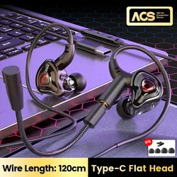 EARDECO HD Mic Wired Gaming Earbuds with Bass Boost and Noise Reduction (Black TypeC)