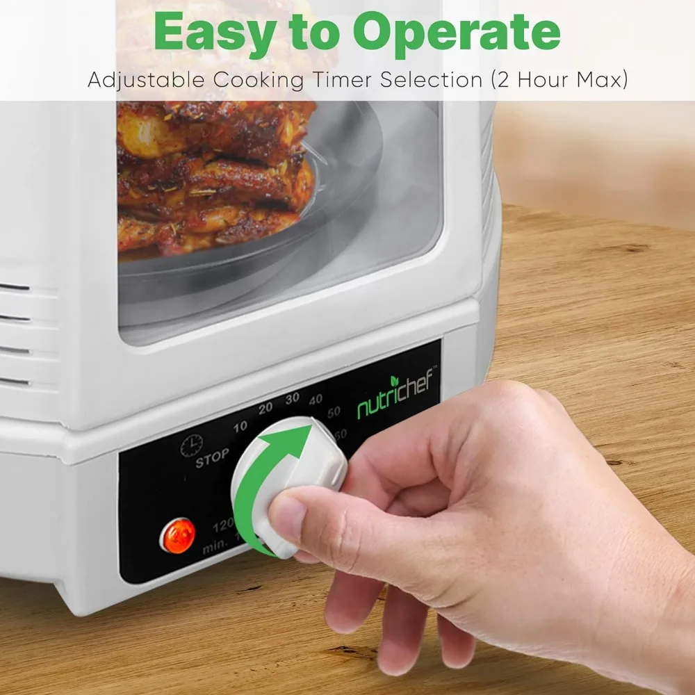 Vertical Rotisserie Oven Roaster - Rotating Shawarma/Kebab Machine with Skewer and Rack, Basket Tower, Roasting Rack 4