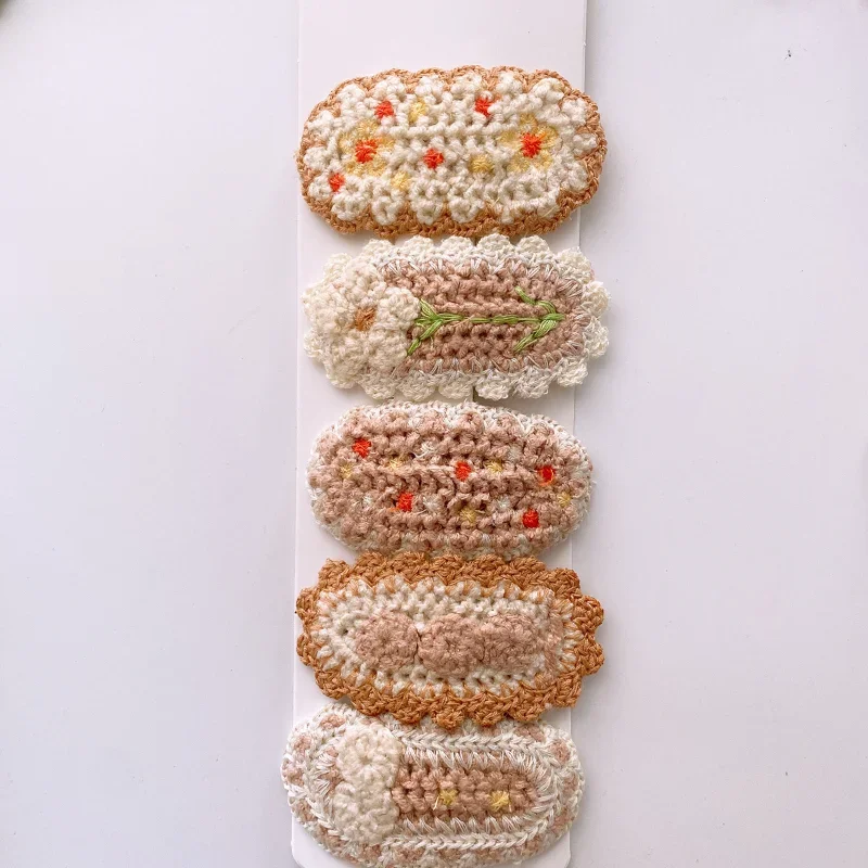 5pcs/set Children Girl Hair Clip European Style Sweet Princess Knit Plush Hair Pin for Kid Girl Kawaii Headwear Hair Accessories 5