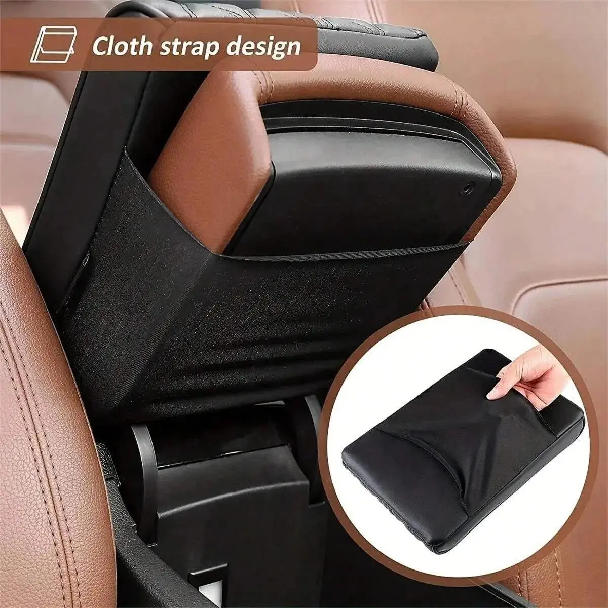 Wave Embroider PU Leather Car Armrest Mat Center Console Arm Rest Protection Cushion Auto Armrests Storage Box Cover Pad