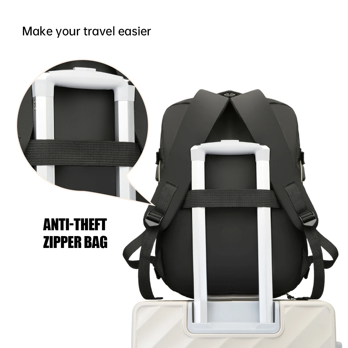 Backpack Commuter Bag Men's Black Laptop Bag Men's Business Travel Backpack Women's Travel Storage Large Capacity College Student