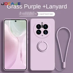 Liquid Silicone Ring Stand Phone Case with Lanyard Holder - Protective Cover for Mate 40 Pro Plus (Purple GJGS)