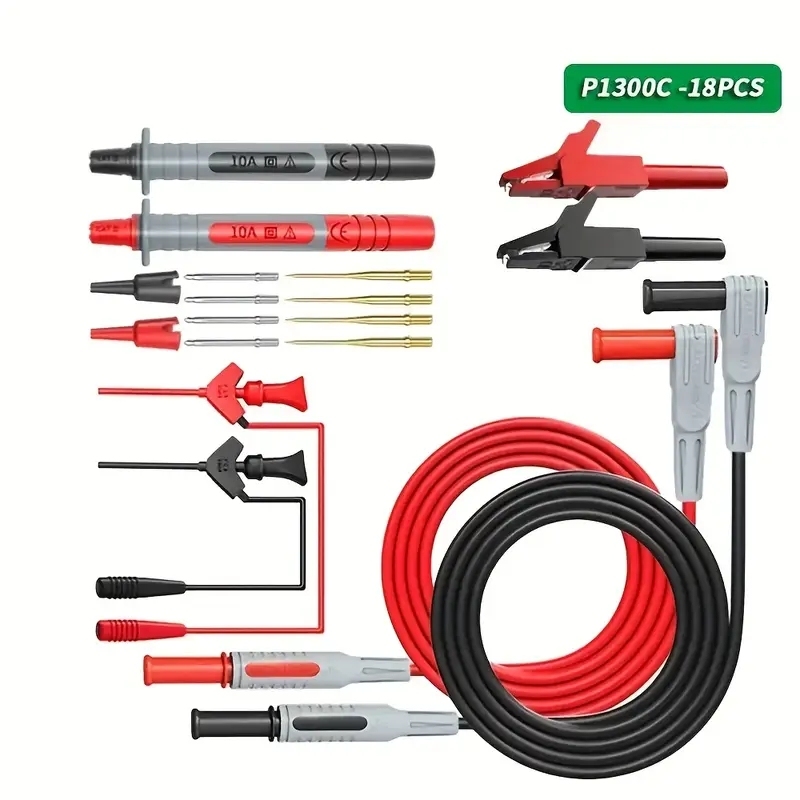 Cleqee P1300 Series Multimeter Test Lead kit 4mm Banana Plug Cable Test Hook Clip Probe Alligator Clip Automotive Tool Kit