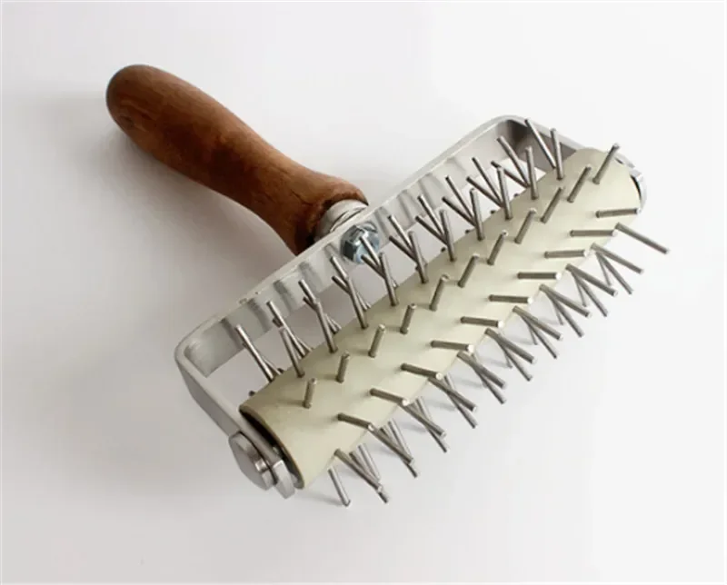 Stainless Steel Wheel Pizza Bread Needle Punchers Roller Pie Pastry Dough Pitter Durable Wooden Handle bakeware pizza scissors