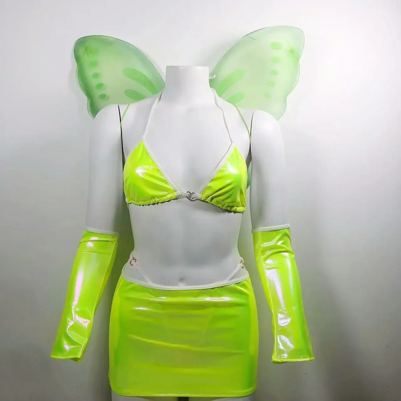 What is Woman Sexy Fairy Cosplay Costumes Shiny Bra Mini Skirt Sexy Women  Lingerie