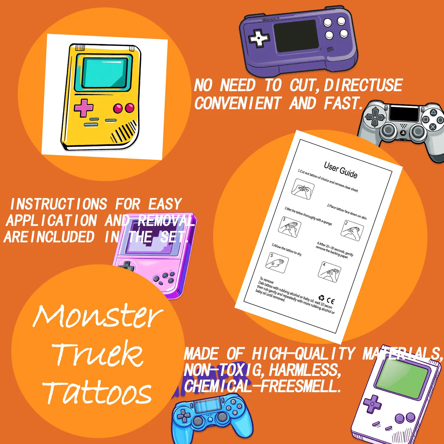 20 Sheets/Set Cartoon Inspirational Gaming Tattoo Sticker body decoration Diy Toys Temporary Waterproof Cartoon Tattoo Stickers