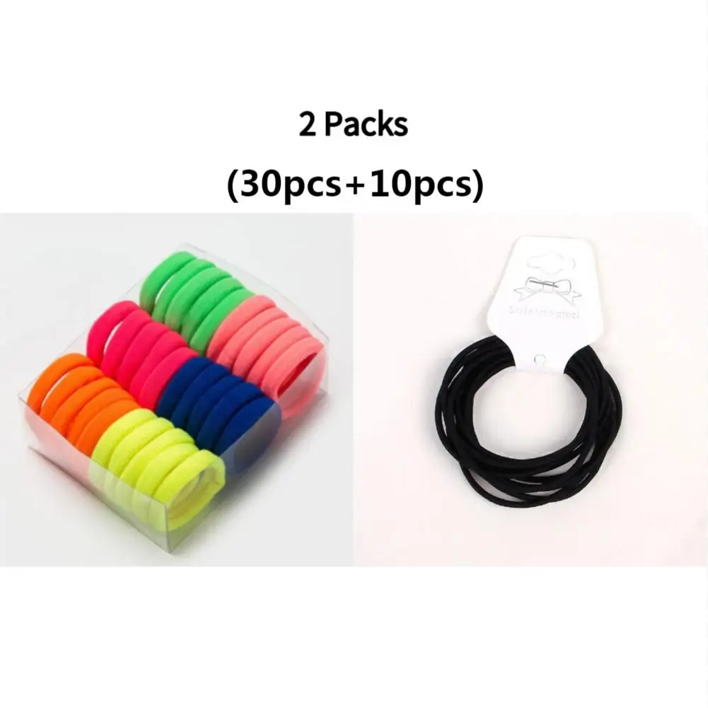 designer hair clips 30Pcs Elastic Hair Accessories For Women Kids Black Pink Blue Rubber Band Ponytail Holder Gum For Hair Ties Scrunchies Hairband head accessories female Hair Accessories