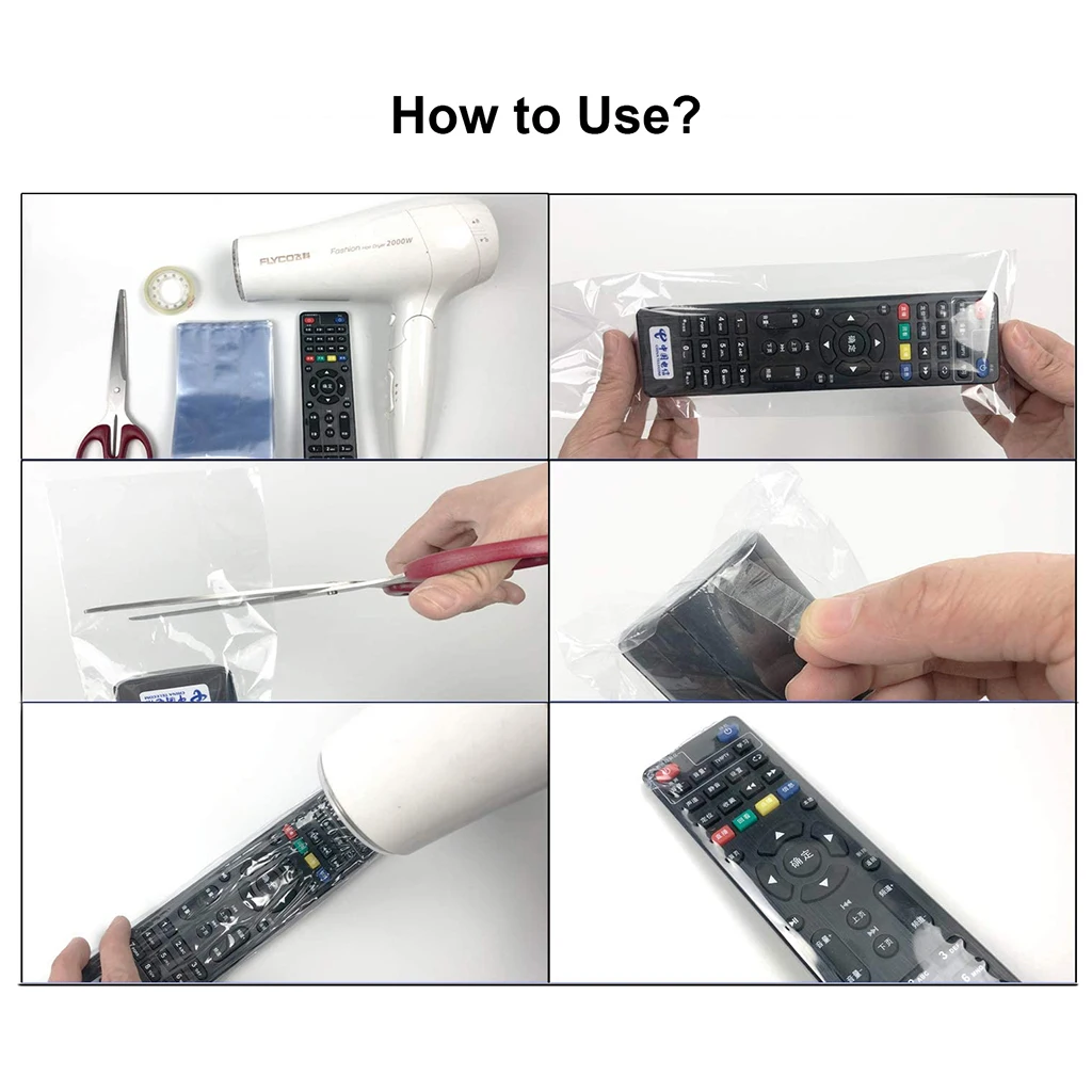 10PCS Shrink Wrap Bags Waterproof Remote Control Cover for Video TV Air Conditioner Remote Controller Protection 8*25cm 4