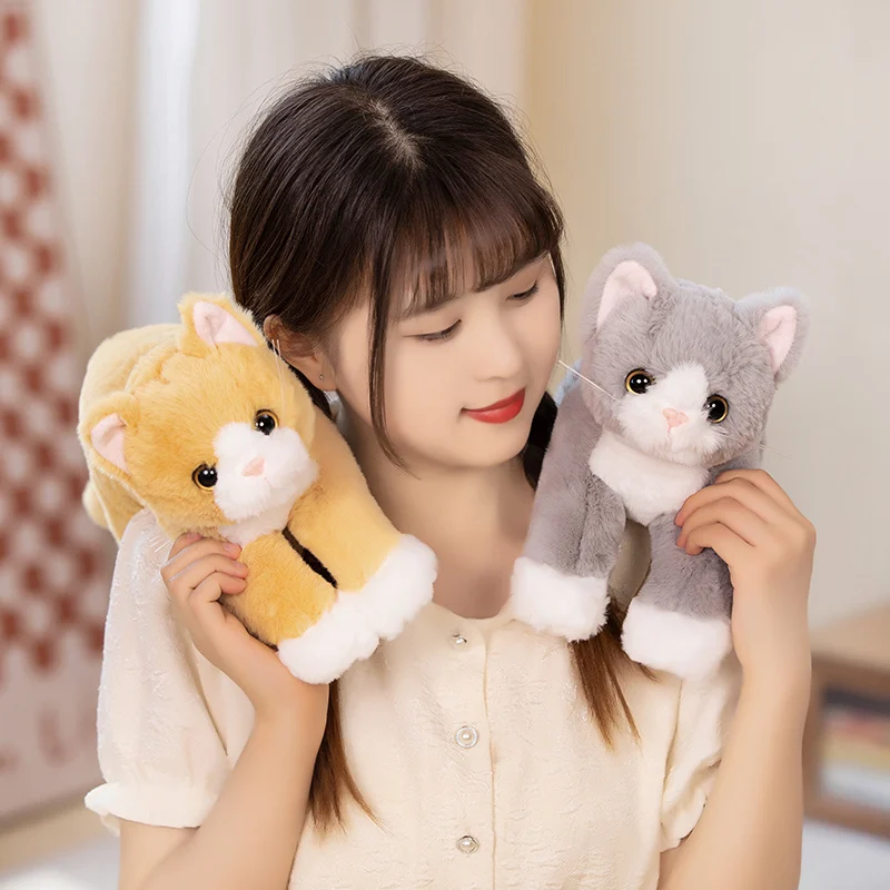 47CM New Simulated Cat Doll Plush Toy Stuffed Soft Animal Plush white Gray Kitten Pillow Kids Girls Birthday Gift Pet Toys Deco