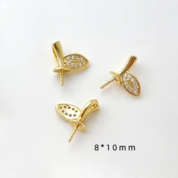 Elegant Zircon Leaf Pendant Set: Brass - Plated Gold DIY Jewelry Charms (1- gold)