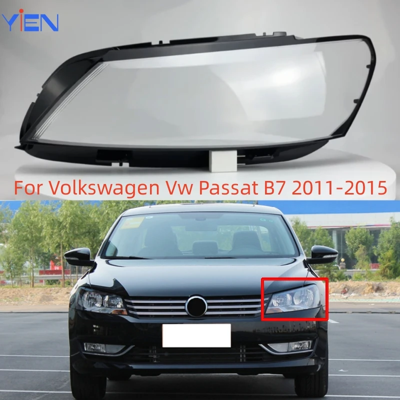 Car Headlight Lens Cover Clear Plastic Shell Lampshade Pair for VW Pas