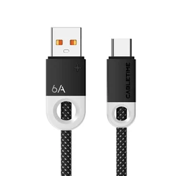 Ultra - Fast USB A to USB C Charging Cable - Premium 6A Super Charge Power Cord - 2m (Black)