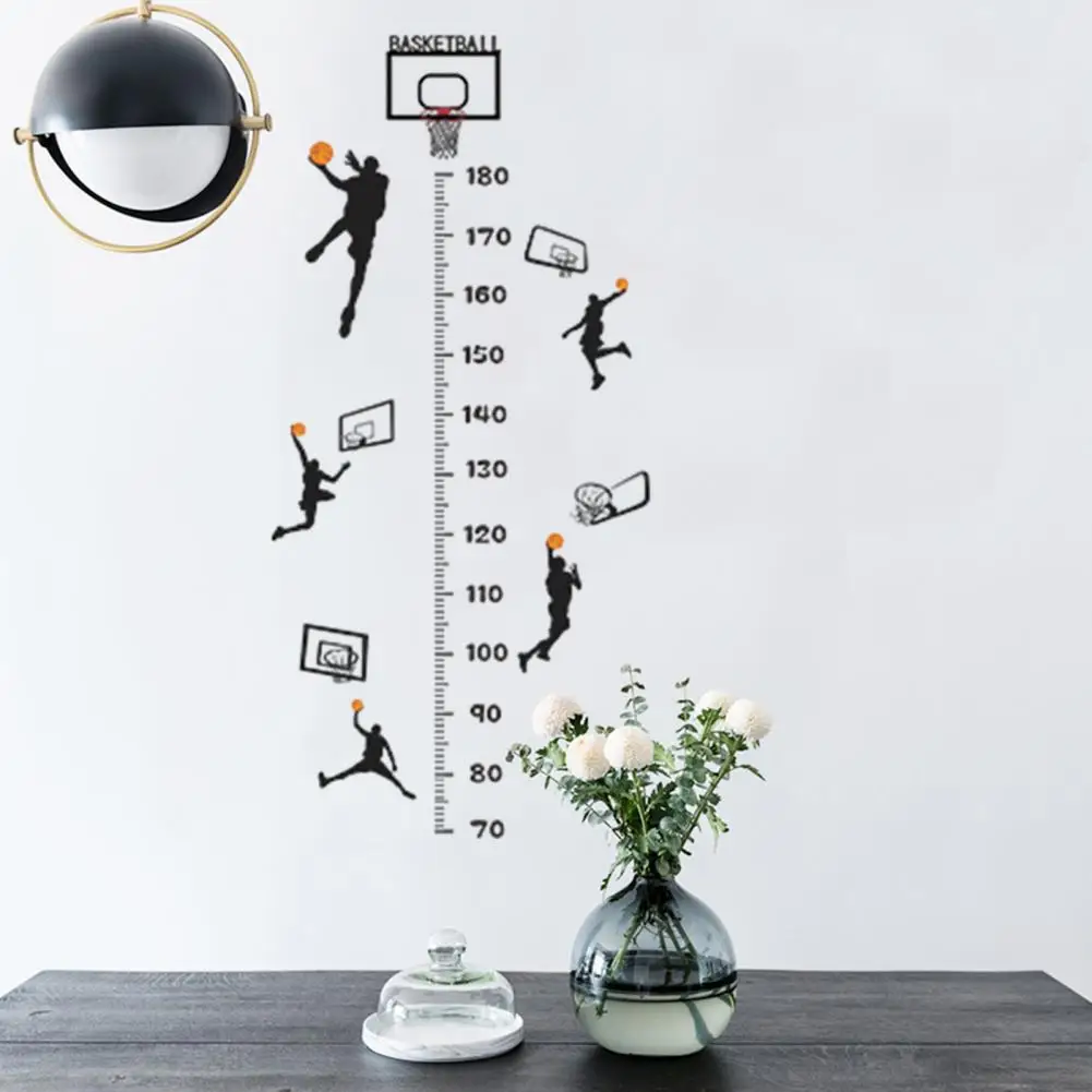 

Wall Art Sticker Basketball-themed Growth Chart Sticker Diy Wall Decal for Measuring Height Removable Decorative Wall Sticker