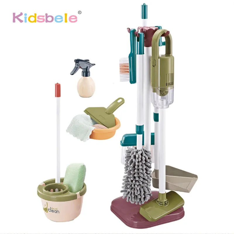 

Children Simulation Play Toy Cleaning Tool Set Toddler Role Play Toys For Girls Boys Age 3+ Broom Mop Duster Dustpan Brushes Rag
