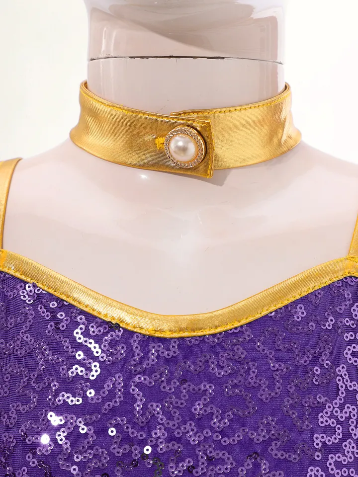 Tuta Jumpsuit Principessa Araba Con Paillettes Per Bambina - Costume Carnevale