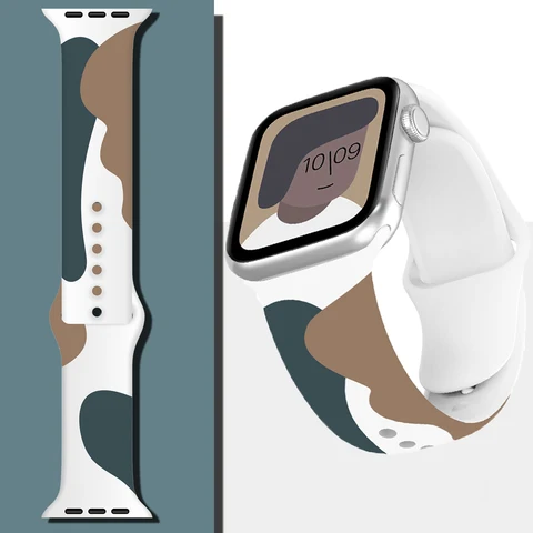 Fashion band for Apple Watch bands 45mm 41mm 38mm 40mm 42mm 44mm Printing Silicone Bracelet for iWatch Series 7 6 5 se Strap