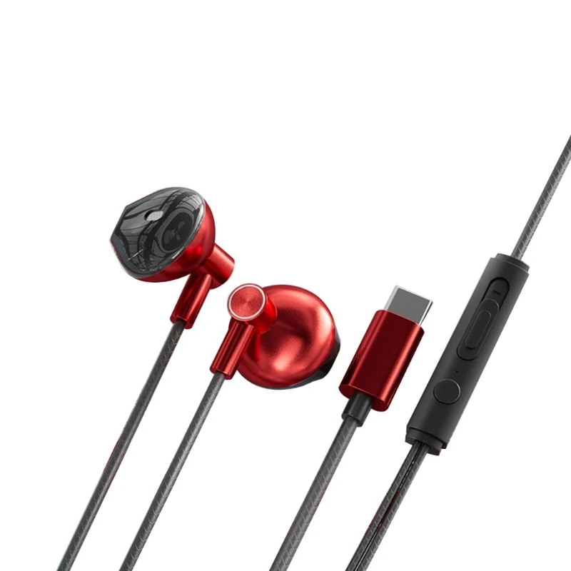 Wired Headphones Heavy Bass In Ear Headphone with Microphone Mobile Earbuds Wire Game Headset 3.5mm/Type-C