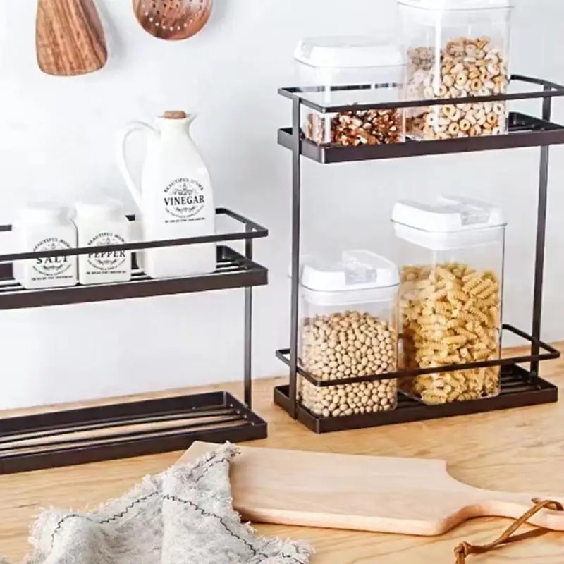 

Seasoning Storage Rack No Punching Carbon Steel Resin Storage Rack Kitchen Seasoning Shelf Multi-functional Kitchen Seasoning