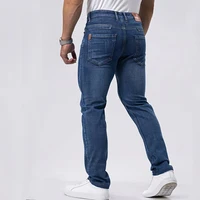 Printemps automne hommes d'affaires jean décontracté droit Stretch mode classique noir ciel bleu gris travail Denim pantalon marque vêtements 2