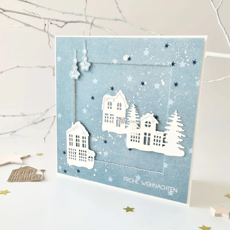 Piggy Craft metal cutting dies cut die mold Christmas tree house edge Scrapbook paper craft knife mould blade punch stencils die