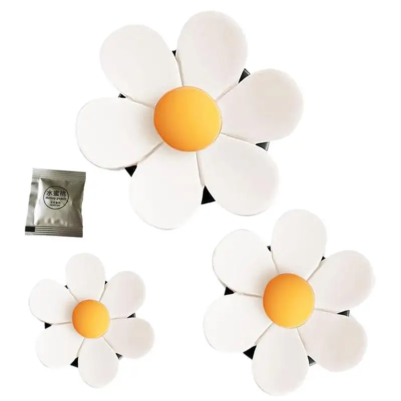 

Cute Daisy Flower Vent Clip 3pcs Car Flower Air Freshener Flowers Air Vent Decorations Long Lasting Scents For Cars Accessories