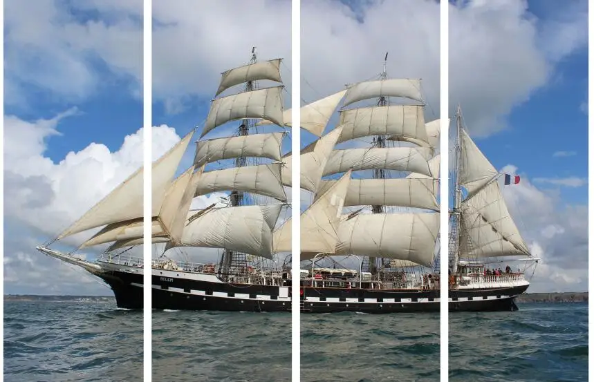 

MT0120 Chinese Style Sailboat At Sea Print Art Canvas Poster For Living Room Decor Home Wall Picture