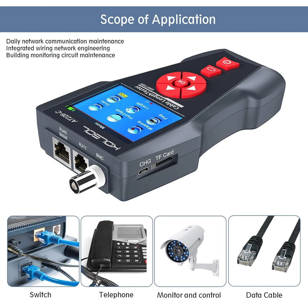 Noyafa NF-8601 Network Cable Tester Ethernet Cable Tracker with PoE/PING Function Measure Length Wiremap Tester Network Tools 2