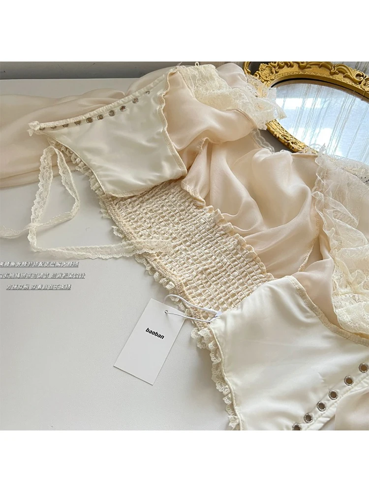 French Puff Sleeve Luxury Blouses Sweet Chic Square Collar Puff Sleeve Crop Top Women Sweet Court Shirts Coquette Office Lady
