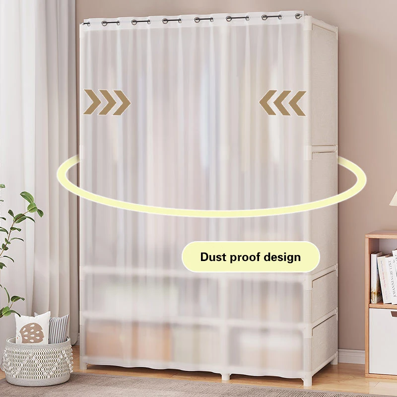 Wardrobe with Storage Sorting Shelves for Household Bedroom Rental Room organization and storage furniture