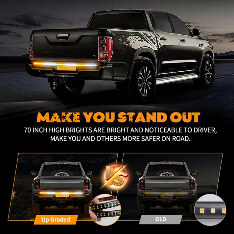 2Pcs Led Car Side Light Bar Signal Warning Lamp Emergency Strobe Light Pickup Taillight Truck Atmosphere Light 12-24V Waterproof