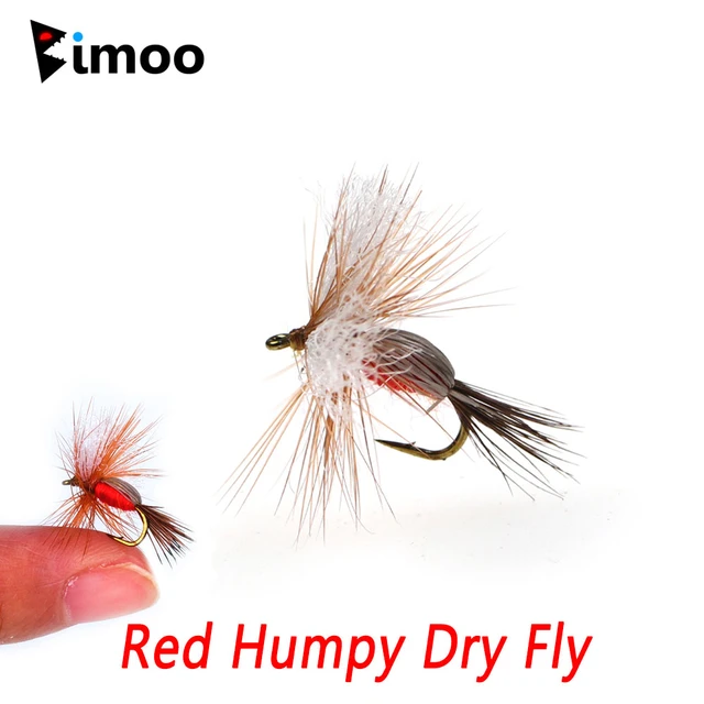 Bimoo 6PCS 14# Barb Brown Hackle Red Humpy Dry Fly Floating Fly Artificial  May Fly Caddis