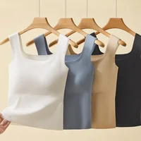 For 35-105kg 2025 New Seamless Plus Size Camisole Top for Women with Fixed Cup Build-in Bra Beautiful Back Underwear Tummy Cover - Image 3