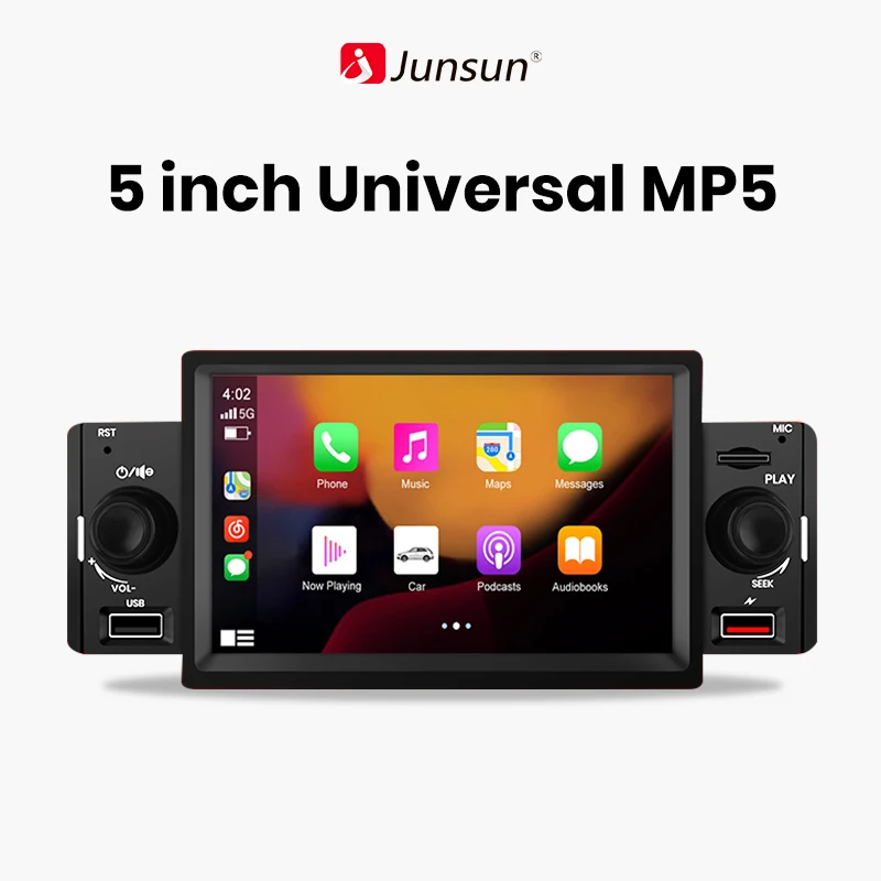 Junsun 5 inch Car Radio 1 Din CarPlay Android Auto Multimedia Player Bluetooth MirrorLink FM