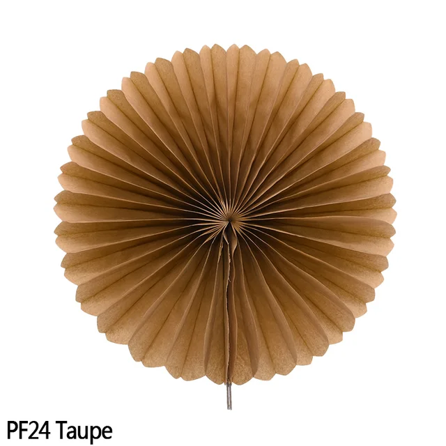 5pcs 10-30cm Color Tissue Paper Cut-Out Paper Fans Pinwheels Hanging Flower Paper Crafts for Wedding Party Birthday Decor Suppli PF24-Taupe