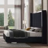 Queen Size Bed Frame with 58" Tall Headboard, Velvet Upholstered Platform Queen Size Bed Frame 4