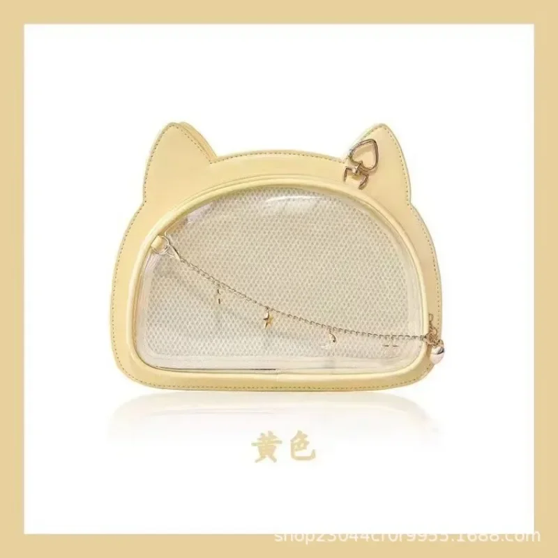 Lindo bolso japonés Y2K 2024, nuevo bolso de mano para mujer, estilo uniforme con orejas de gato, estilo Harajuku gótico, de un solo hombro, bolsos de PU transparentes