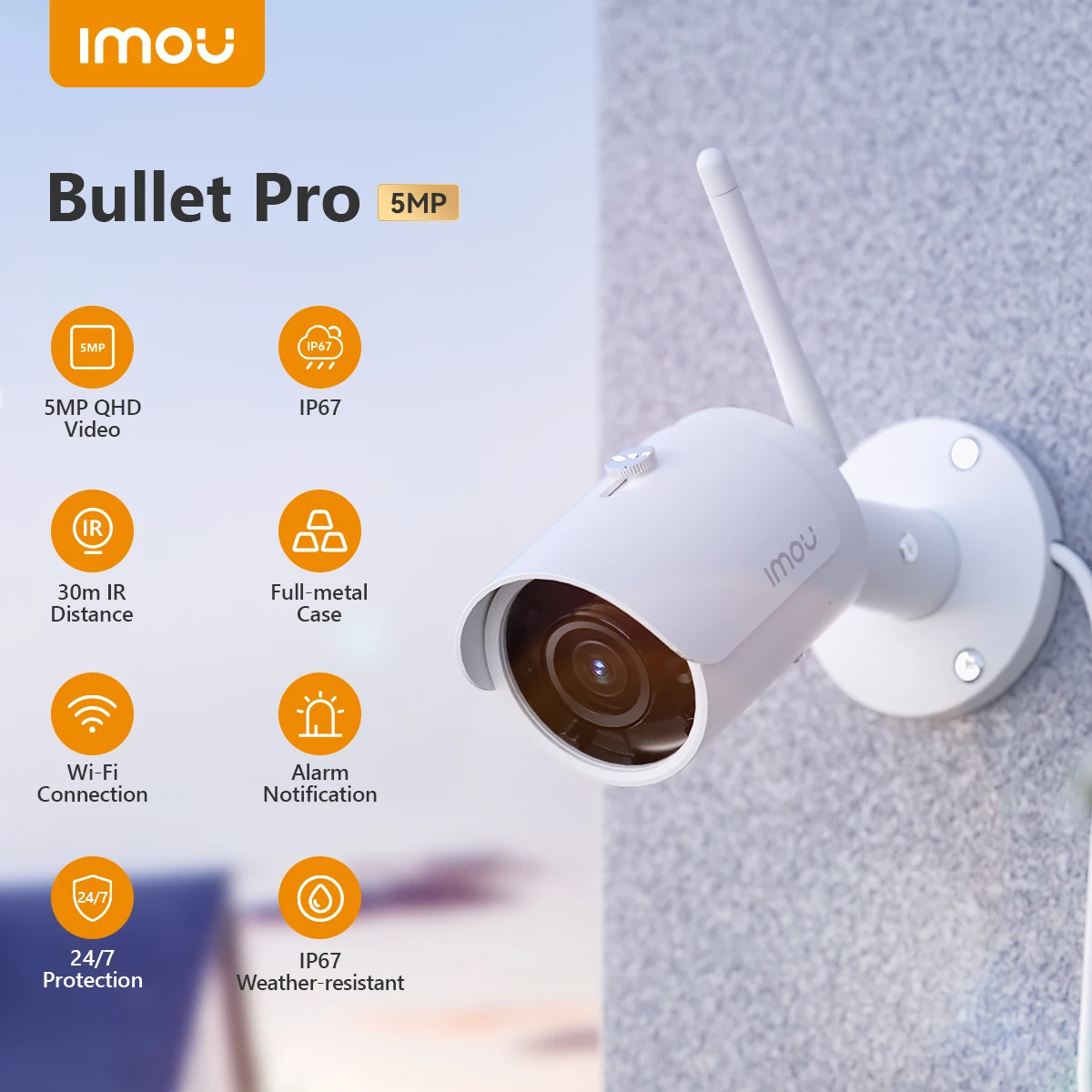 

IMOU 5MP Bullet Pro Wifi Camera Automatic Tracking Weatherproof AI Human Detection Outdoor Surveillance ip Camera