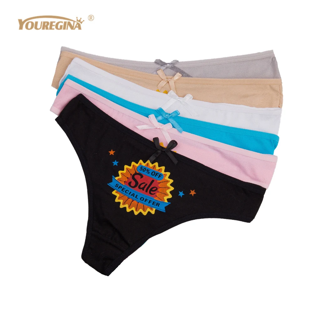 YOUREGINA Tangas Mujer Women Thongs and G Strings Sexy Cotton Woman Panties Underwear Lingerie Intimates Knickers 5 pcs/lot