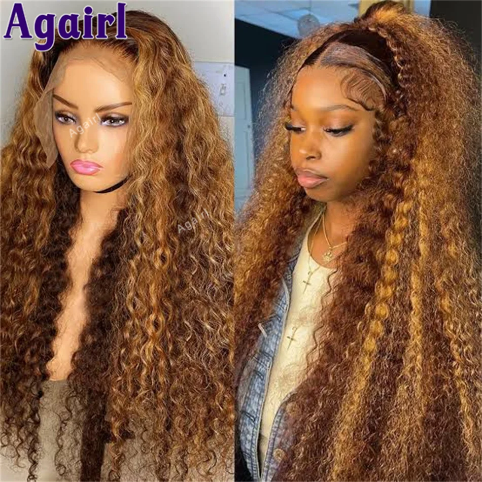 200% Ready Go Curly Human Hair Wigs Honey Blonde Brown 13X6 Water Wave Lace  Frontal Wig Ombre Blonde Black 6X4 Lace Closure Wigs - AliExpress