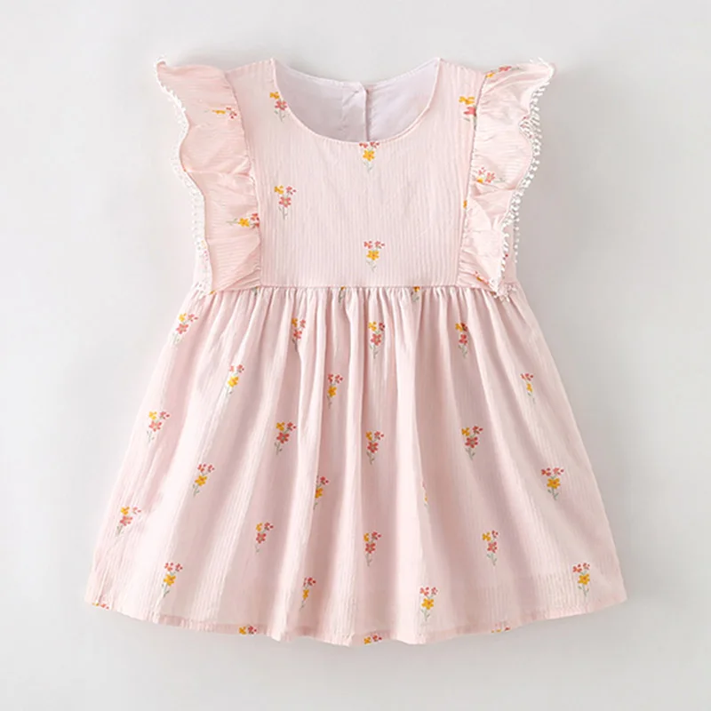 

High Quality Woven Cotton One-piece Brand A-Line Dress 2024 Summer Cute Children Clothing Infant Kids Dresses Baby Girls Clothes
