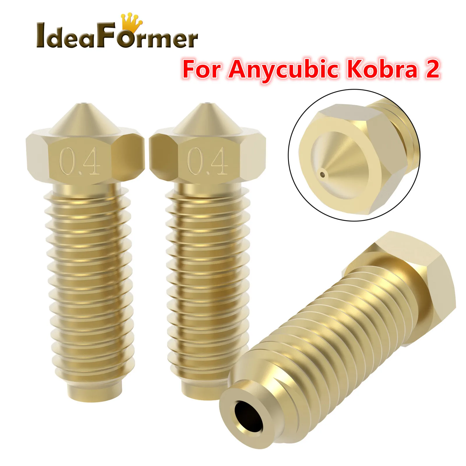 

2/5Pcs Volcano Nozzle for Anycubic Kobra 2 Brass Nozzle 0.4/0.6/0.8/1mm Nozzles 1.75mm Filament 3D Printer Parts for Anycubic
