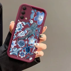 Soft TPU Phone Case with Sea Turtle, Flower, and Shark Print Design for Redmi 13 4G (Wine - red - SY888)
