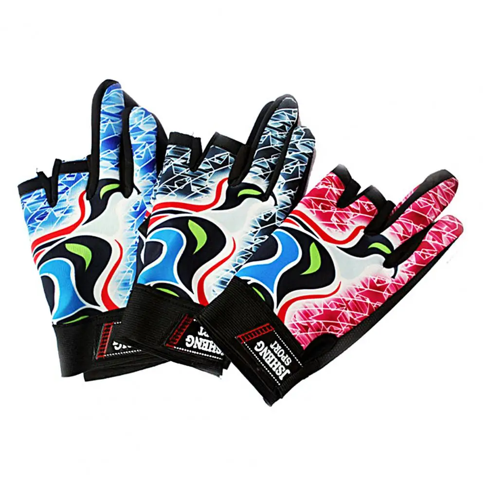 Lure Gloves Fastener Tape Open Three-finger Cycling Hiking Fishing Gloves