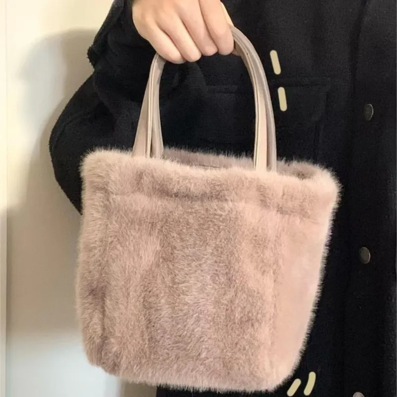 Korean Style Plush Bucket Handbag Women Marleid Large Capacity Soft Shoulder Bag Ladies Fashion Sle Khaki High End Crossbody Bag