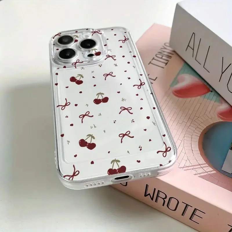 Korean Red Cherry Clear Phone Case