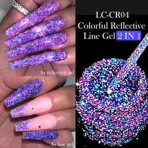 LILYCUTE 5ML Colorful Reflective Glitter Liner Gel Polish Sparkling Painting Nail Polish Semi Permanent UV Gel Lines French Nail